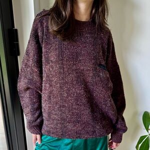 VINTAGE CLASSIQUE WEST POINT PURPLE BROWN Chunky Knit Crewneck Sweater M